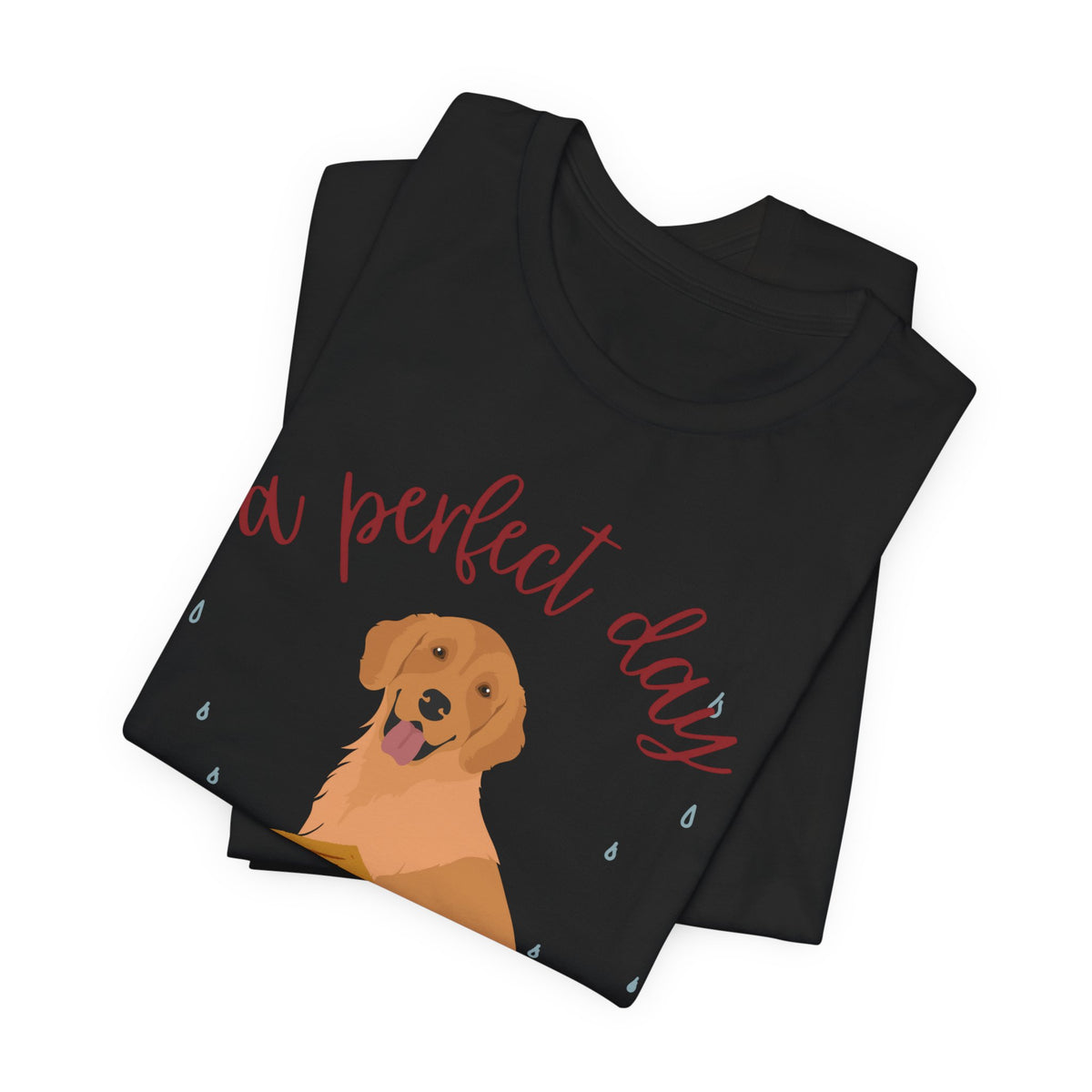 Cozy Golden Retriever Tee — "A Perfect Day" Book, Tea & Dog Graphic Shirt