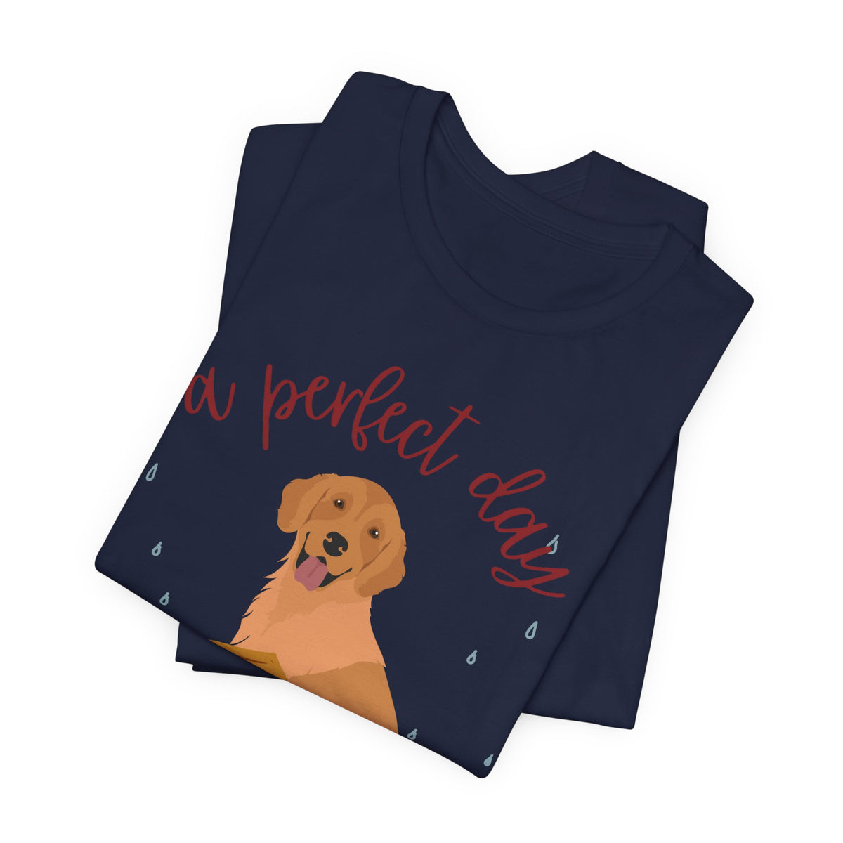 Cozy Golden Retriever Tee — "A Perfect Day" Book, Tea & Dog Graphic Shirt