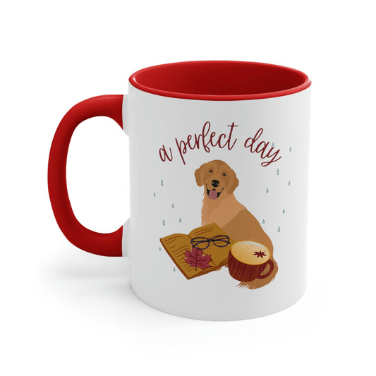 *Book Lovers* *Love Dogs* *Tea* *Rainy Days* Accent Coffee Mug, 11oz