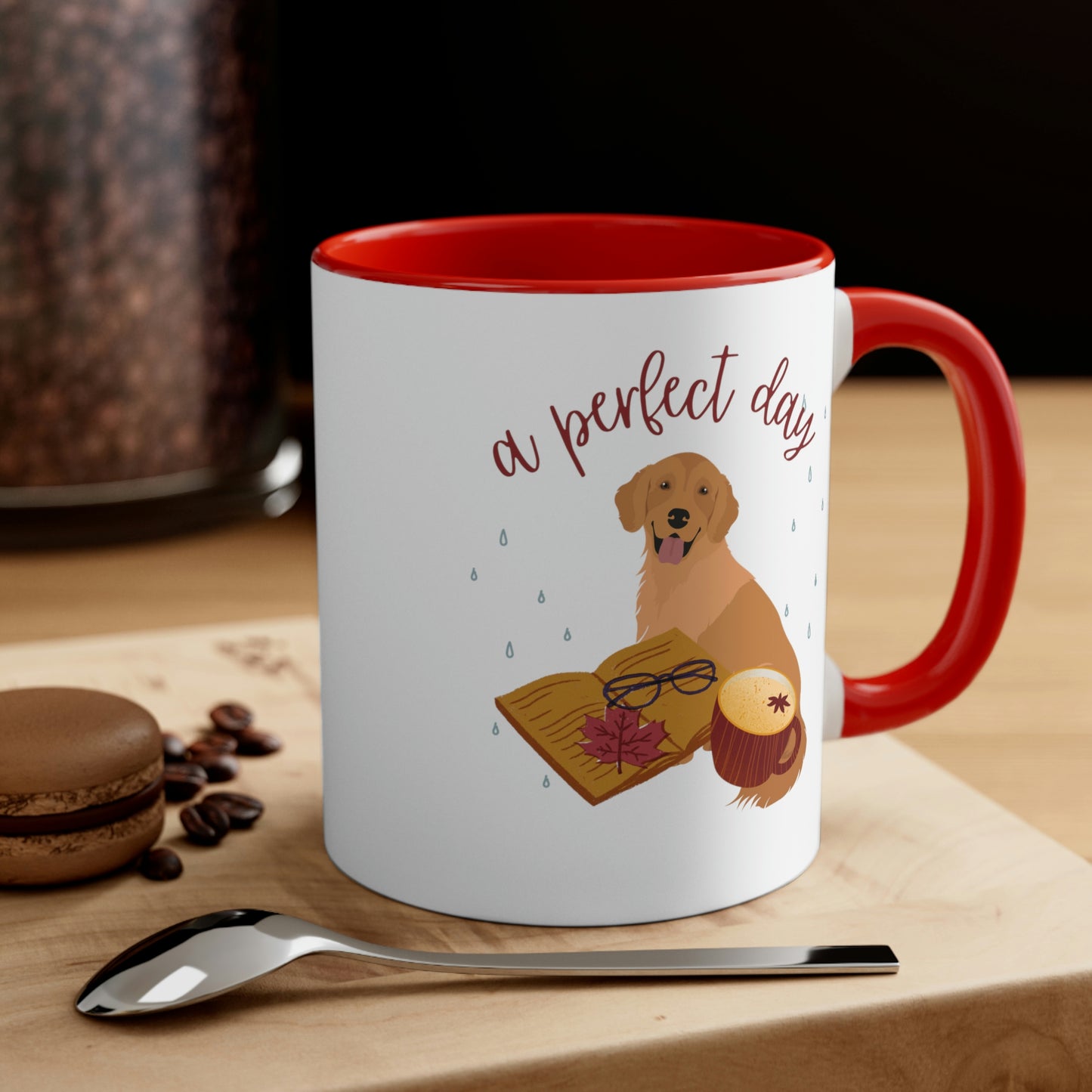 *Book Lovers* *Love Dogs* *Tea* *Rainy Days* Accent Coffee Mug, 11oz